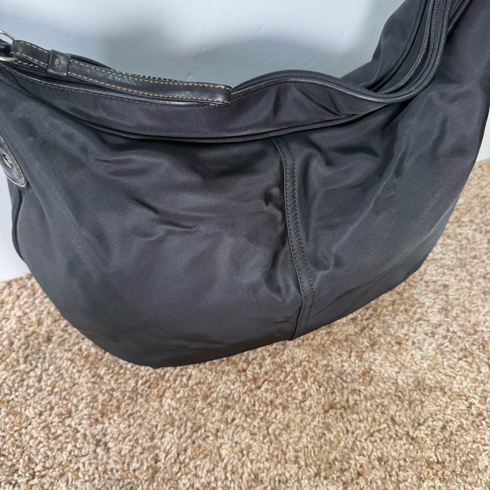 COACH Rare Vintage Y2K Black Microfiber Nylon Convertible Hobo XBody #6256 - Picture 4 of 16
